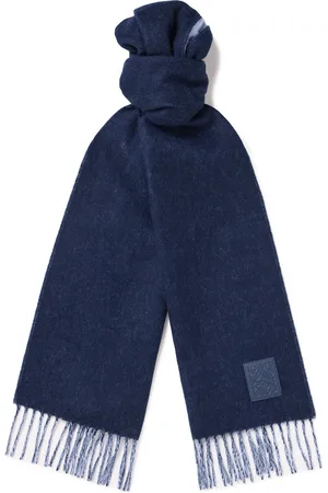 Loewe Logo-Appliquéd Fringed Wool and Cashmere-Blend Scarf - Men