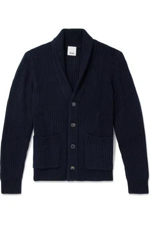 Allude Shawl-Collar Ribbed Wool and Cashmere-Blend Cardigan - Men - - L