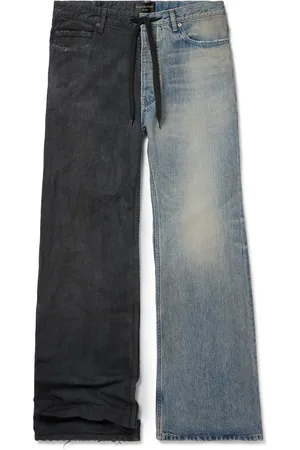 Balenciaga Fifty-Fifty Wide-Leg Two-Tone Distressed Drawstring Jeans - Men - - XS