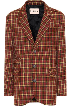 Plan C Checked wool blazer