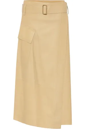 Vince High-rise leather midi wrap skirt