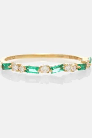 Suzanne Kalan 18kt ring with emeralds and diamonds