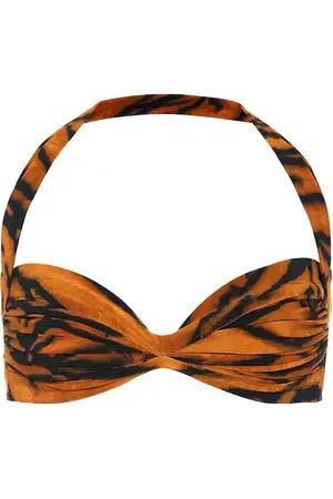 Norma Kamali Bill tiger-print bikini top