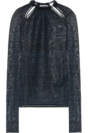 Jil Sander Beaded collar wool-blend top