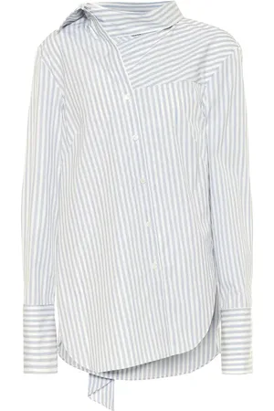 MONSE Tie-neck striped cotton shirt