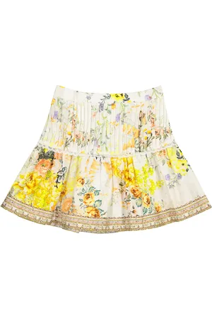 Camilla Embellished floral cotton skirt