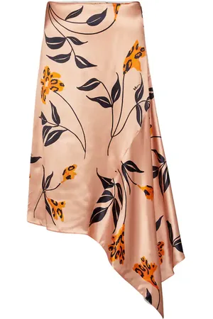 Marni Floral satin asymmetric midi skirt
