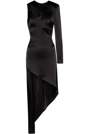 DAVID KOMA Cut-out asymmetric satin minidress