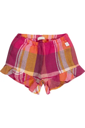 Il gufo Baby checked linen shorts