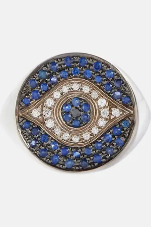 Ileana Makri Dawn Chevalier 18kt gold ring with diamonds and sapphires
