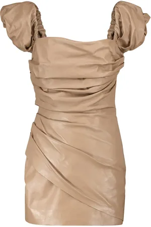 Zeynep Arcay Zeynep ArÃ§ay Off-shoulder leather minidress