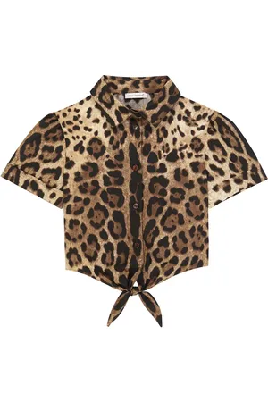 Dolce & Gabbana Leopard-print cropped cotton shirt