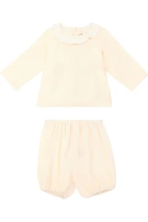 BONPOINT Baby Thairys silk velvet blouse and bloomers set
