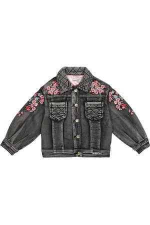 MONNALISA Embroidered denim jacket