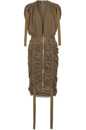 Balmain Ruched cotton-jersey midi dress