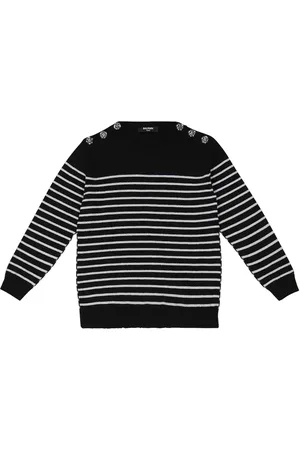 Balmain Striped lamÃ© virgin wool sweater