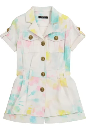 Balmain Tie-dye denim playsuit