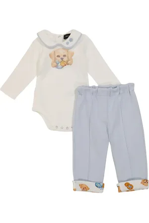 MONNALISA Baby cotton bodysuit and sweatpants set