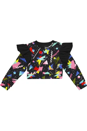Balmain Printed cropped cotton sweatshirt