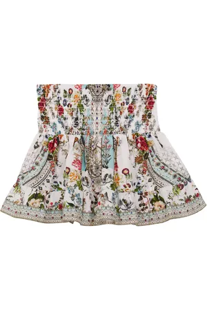 Camilla Printed smocked cotton skirt