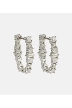 Ileana Makri Women Earrings - Rivulet 18kt white gold hoop earrings with diamonds
