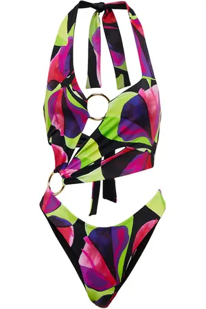 Louisa Ballou Printed asymmetric swimsuit