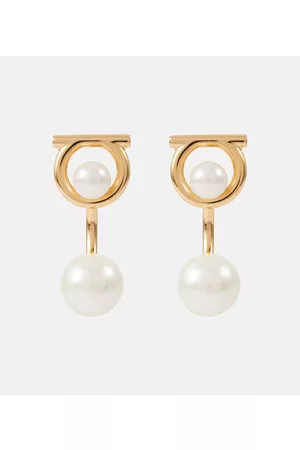 Ferragamo Women Earrings - Gancio drop earrings with faux pearls