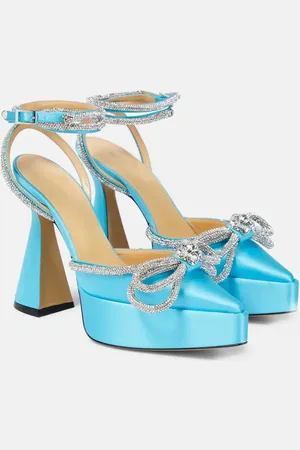 Mach & Mach Double Bow embellished satin pumps
