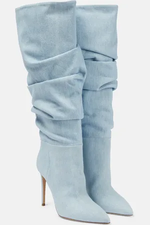 PARIS TEXAS Slouchy denim knee-high boots