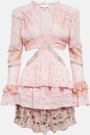 LOVESHACKFANCY Karine lace and chiffon minidress