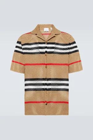 Burberry Icon Striped open-knit shirt