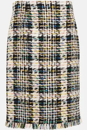 Oscar de la Renta Cotton-blend tweed midi skirt