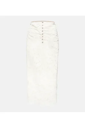 Lace Midi Skirts for Women in white color