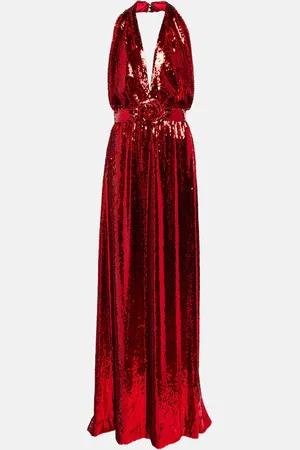 RODARTE Halterneck sequined corsage gown