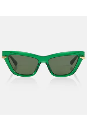 Bottega Veneta Eyewear Cat-Eye Croc-effect Sunglasses - Green