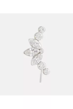 Maria Tash Women Earrings - Invisible Diamond Lotus 18kt white gold ear crawler with diamonds