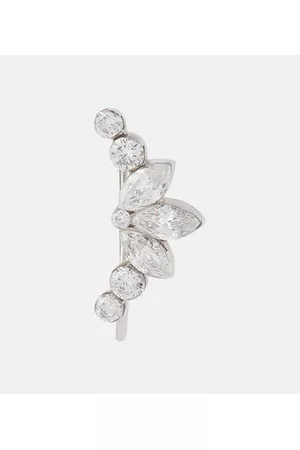 Maria Tash Women Earrings - Invisible Diamond Lotus 18kt white gold ear crawler with diamonds