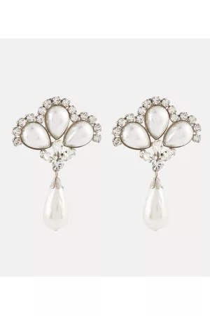 Alessandra Rich Women Earrings - Crystal and faux pearl-embellished earrings