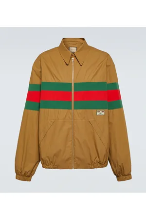 Web Stripe Cotton Track Jacket in Brown - Gucci