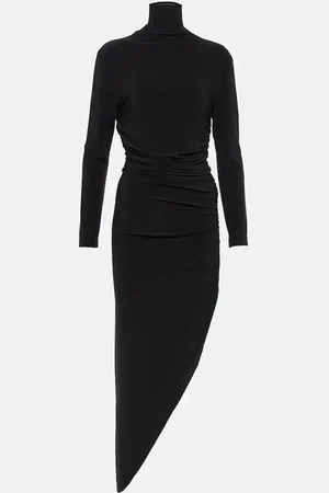 Norma Kamali Turtleneck draped jersey maxi dress