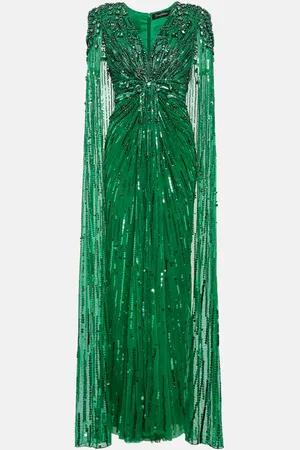 Jenny Packham Lotus Lady embellished caped gown