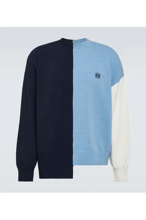 Logo Intarsia Wool Blend Sweater in Blue - Loewe