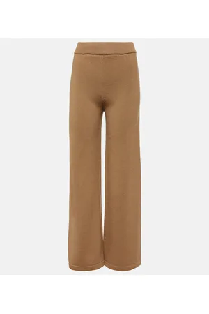 Wool, silk and mohair wide-leg trousers, tobacco | 