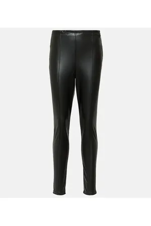 Miss Selfridge faux leather button fly legging in black