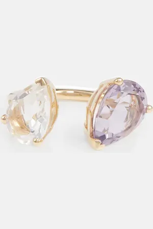 PERSÉE PersÃ©e Birthstone 18kt gold ring with diamonds, amethyst, and white topaz