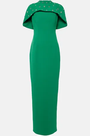 Safiyaa Kalika embellished caped crÃªpe gown