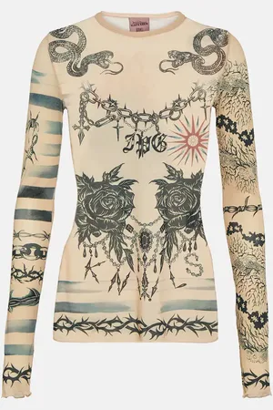 Jean Paul Gaultier X KNWLS printed mesh top