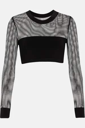 Norma Kamali Mesh and jersey crop top