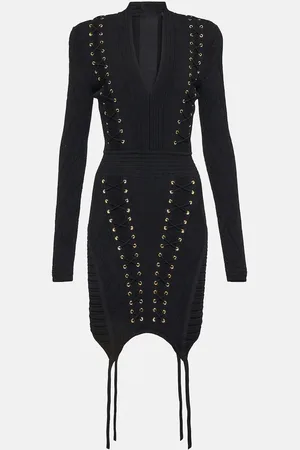 Balmain Lace-up knit minidress
