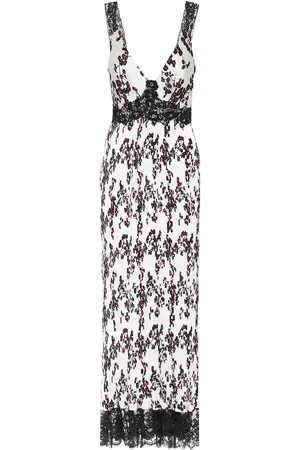 Paco rabanne Lace-trimmed floral satin dress
